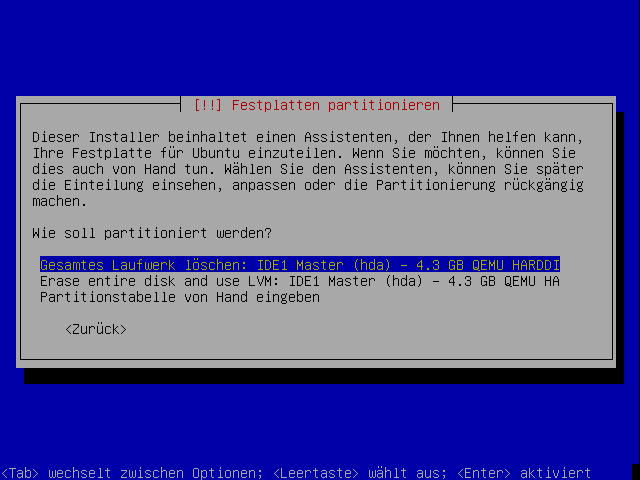 Ubuntu-Server Partitionierung
